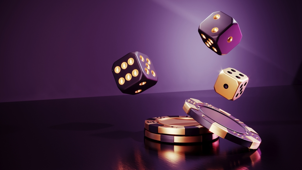 Casino,Chips,And,Cubes,On,Dark,Black,Background,-,3d Casino,Chips,And,Cubes,On,Dark,Black,Background,-,3d